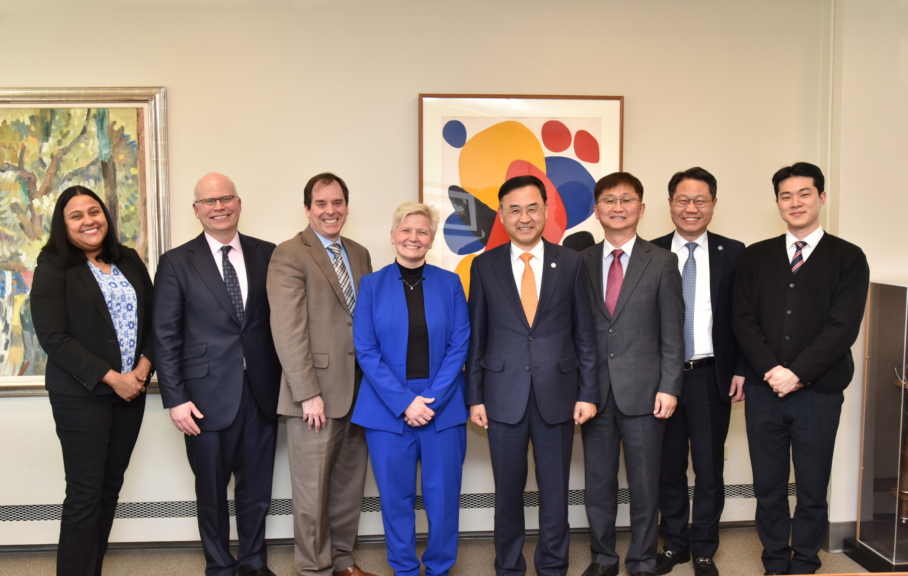 Two universities solidified a new exchange and academic partnership between SUNY Oswego and Pusan National University (PNU) in South Korea, as visiting delegates met with some key administrators during their visit to Oswego on March 30. P