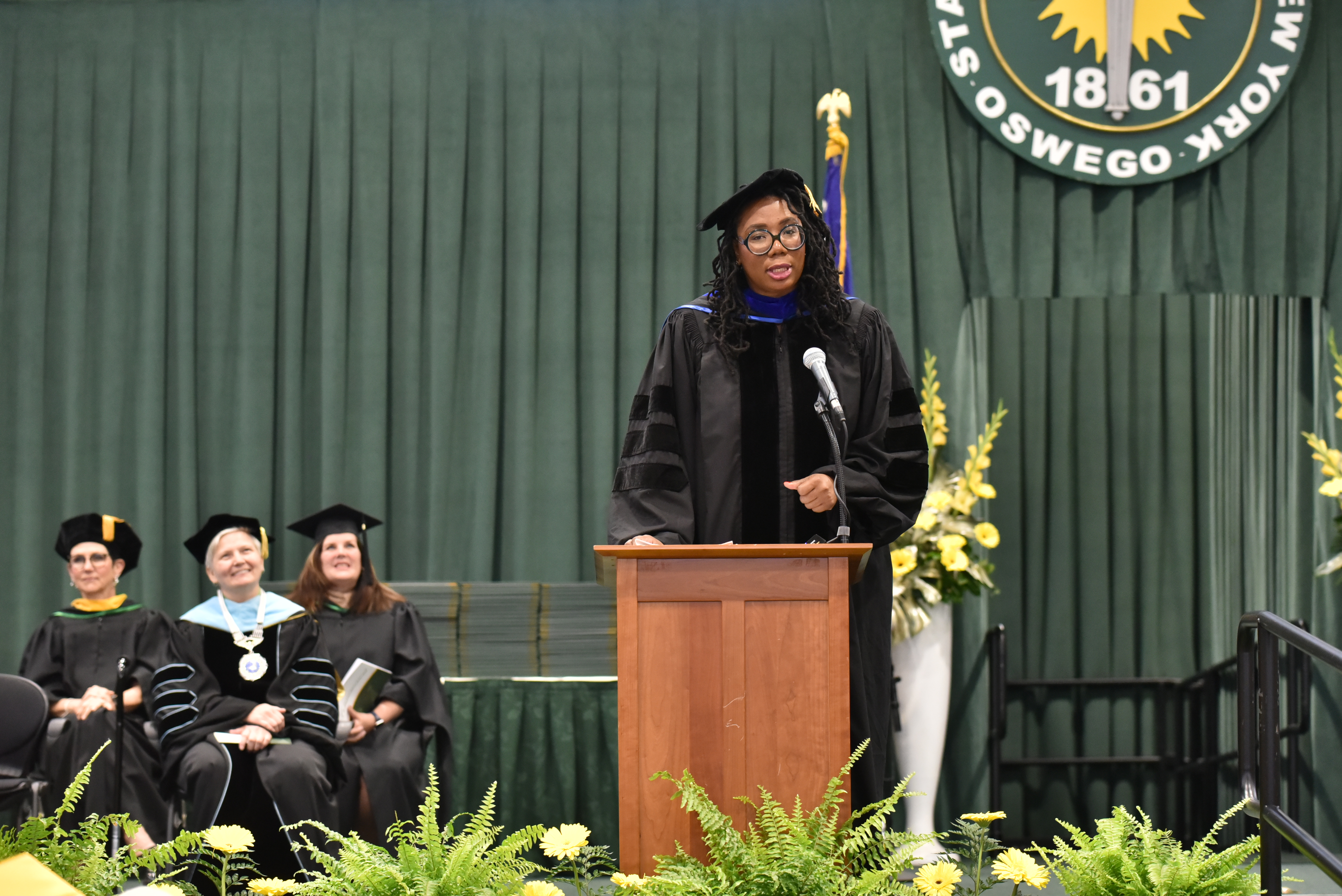 Dr. Juhanna Rogers, senior vice president of racial equity and social impact for CenterStateCEO, served as commencement speaker at the 9 a.m. ceremony for the College of Liberal Arts and Sciences. 