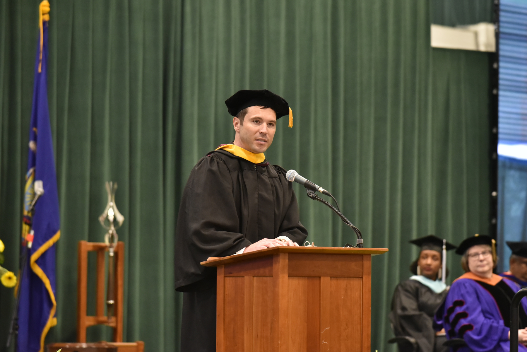 Billy Barlow, mayor of the City of Oswego, served as Commencement speaker at the 12:30 p.m. ceremony for the School of Business.
