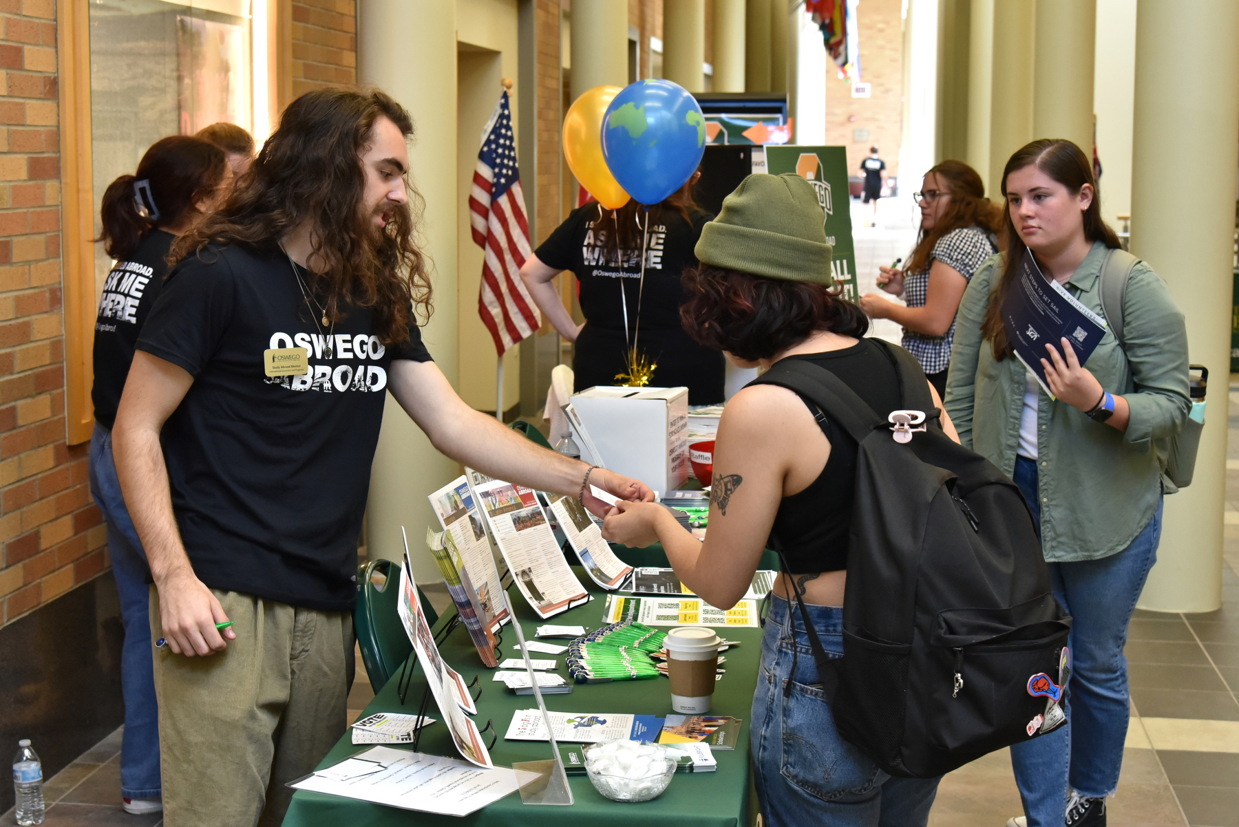 Study abroad fairs, organized on campus by the International Education and Programs, give interested students a place to stop by tables to find out about programs offered by SUNY Oswego and the many other universities and agencies offering study abroad opportunities. 