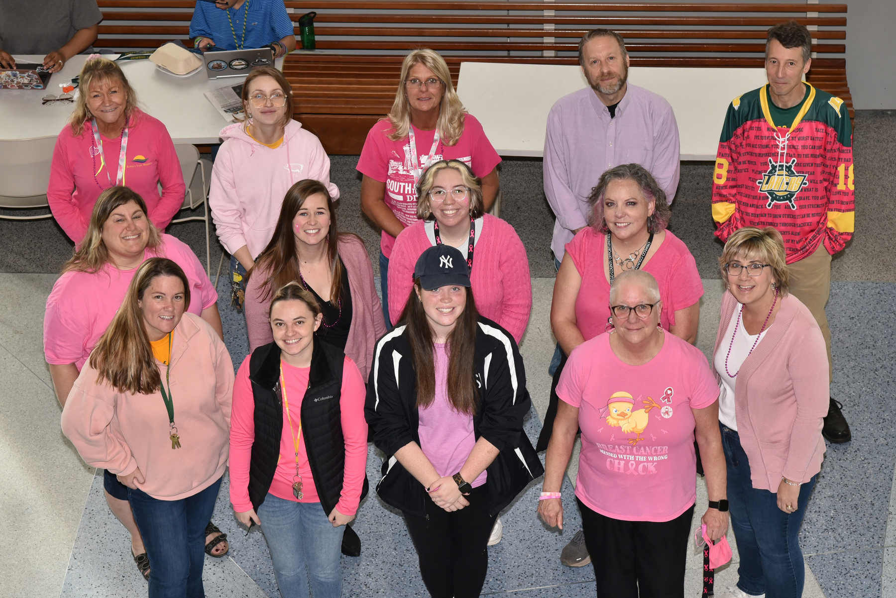 The annual Pink Day, organized by The SEFA Committee to raise funds and awareness about breast cancer, took place on Oct. 27 in Marano Campus Center food and activities court. Participants were invited to wear pink apparel, support various fundraising activities and gather for a group photo. Proceeds from this event remain local and benefit Oswego County Opportunities Cancer Services.