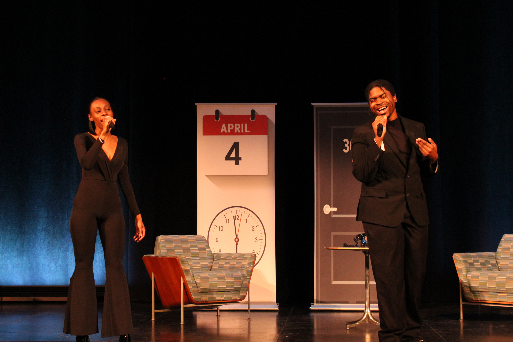 The 35th annual Martin Luther King, Jr. Ceremony Feb. 1 in Waterman Theatre, included speakers, student readings and performances. Pictured, Javay Francis and Ty'reek Wylie sing the Black National Anthem, “Lift Every Voice and Sing.” (Photo by Graceann Cleator)