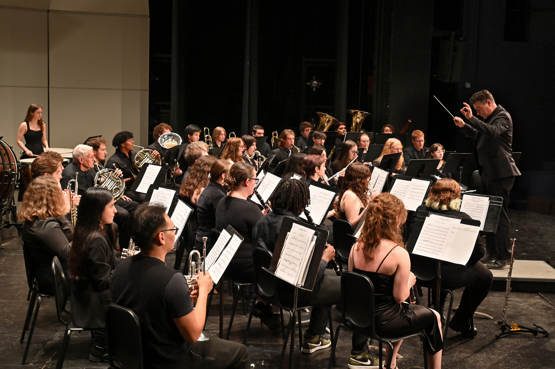 The SUNY Oswego Music Department's Wind Ensemble Spring Concert, performed by Oswego students and conducted by faculty member Robert Auler, presented a program of music by a variety of composers, including SUNY Oswego's own Natasha Matusick, on May 6 in Waterman Theatre.