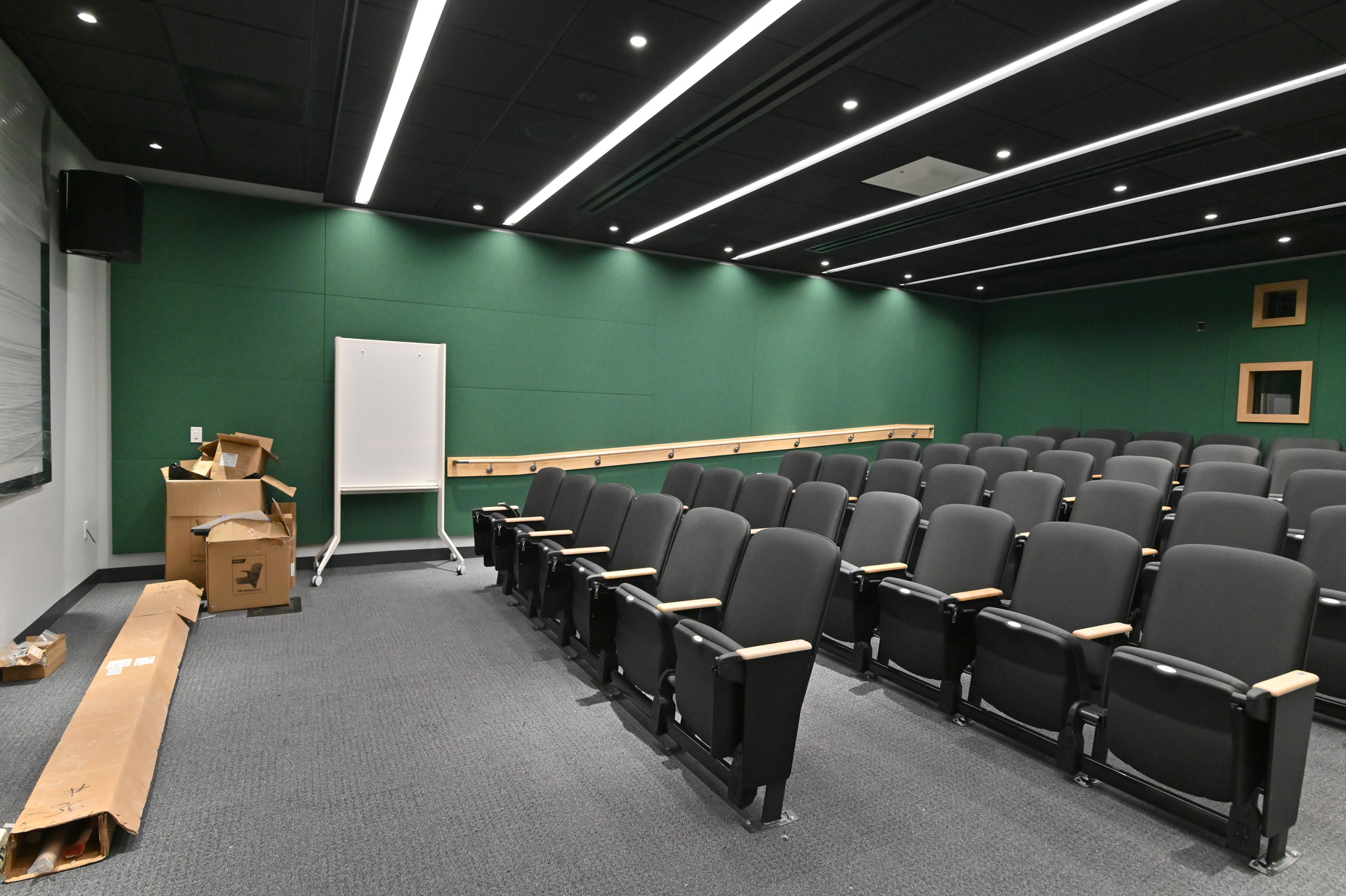 Coming soon to visitors everywhere after more than $80 million in renovations, Hewitt Hall still awaits its big closeup – but for now, here is a preview of its new screening room.