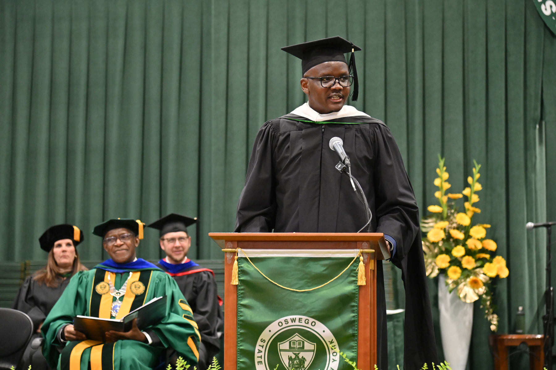 Ambassador Erastus Ekitela Lokaale, Permanent Representative of the Republic of Kenya to the United Nations, provided the commencement address for the 9 a.m. College of Liberal Arts and Sciences ceremony.