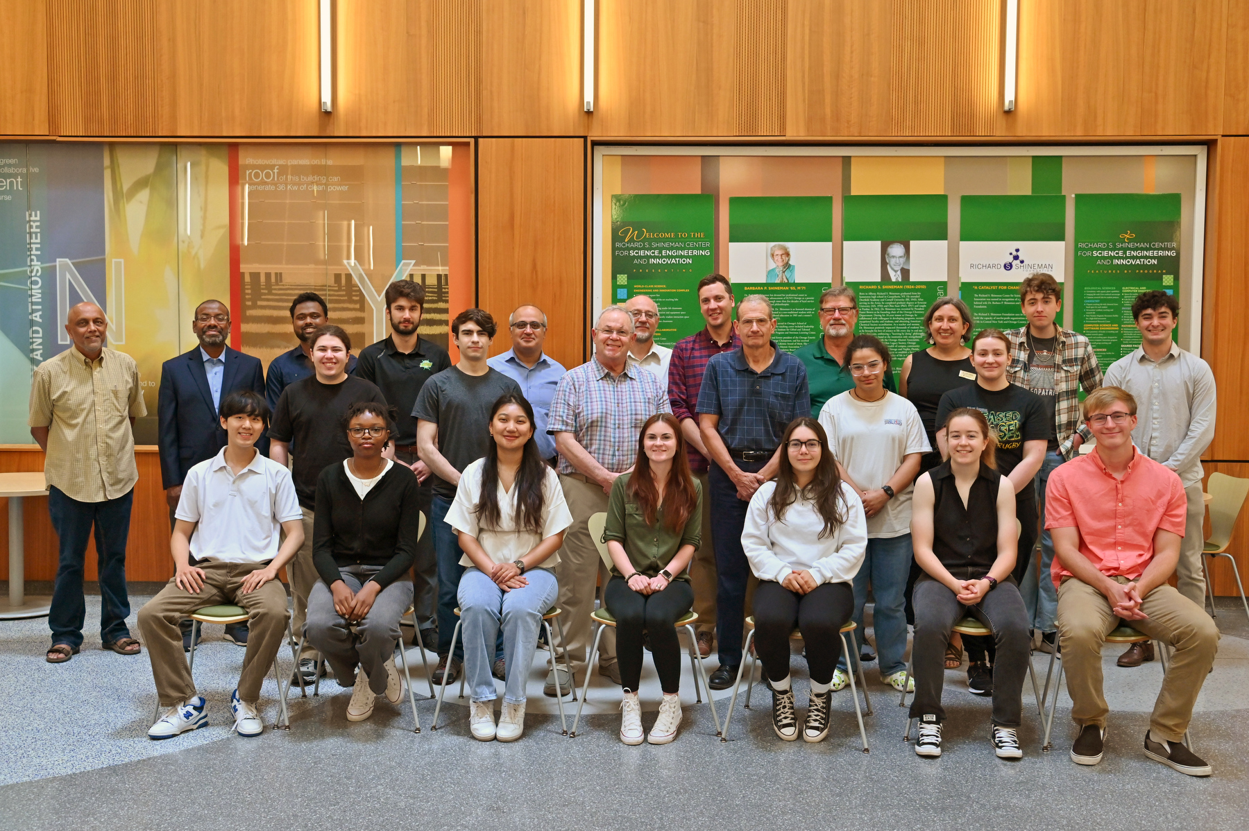 Three alumni returned to Oswego to meet with science students and faculty and to hear student presentations on July 10.