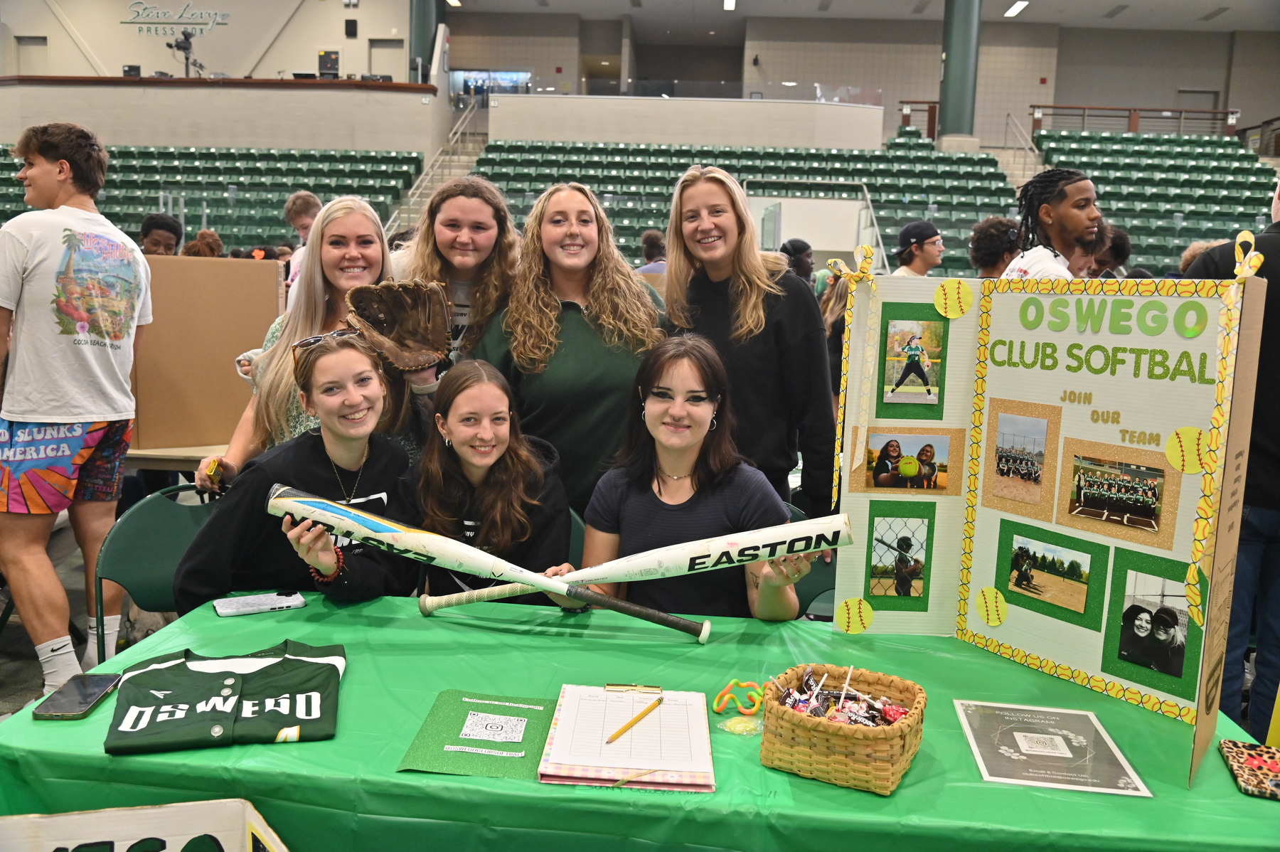 At the popular Student Involvement Fair, the Club Softball swung for the fences with their table display.