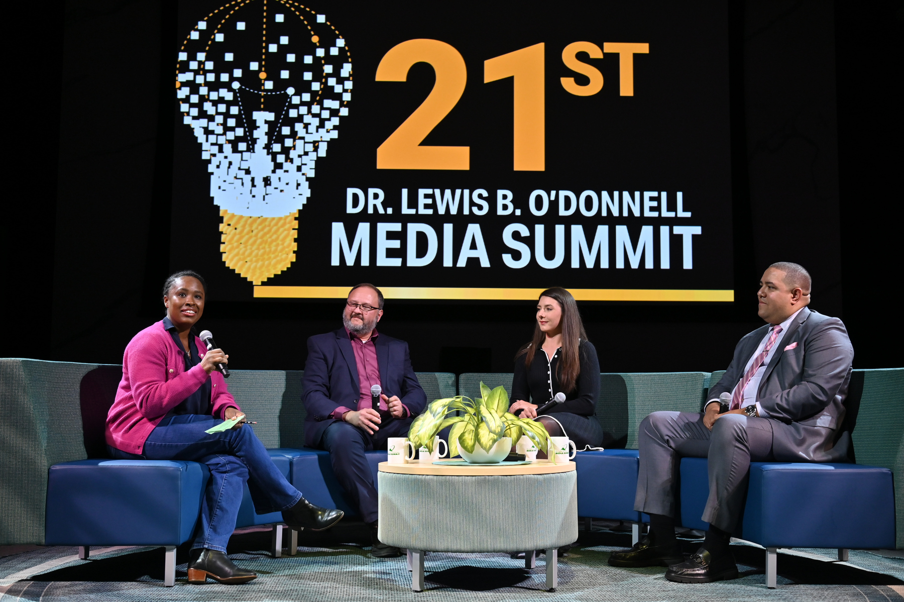 The 21st annual Lewis B. O'Donnell Media Summit welcomed a range of alumni for an all-star panel discussion, Career Connectors networking event and classroom visits on Oct. 23. The student-organized event included a panel exploring this year's theme, "The Evolution of an Idea: How to Nurture Creativity in the Digital Age"