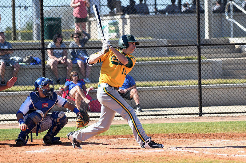 Outfielder Mike Dellicarri was outstanding hitting during baseball team's spring break travel