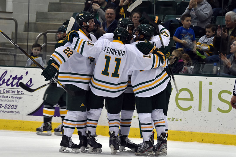 Laker men's hockey team celebrates