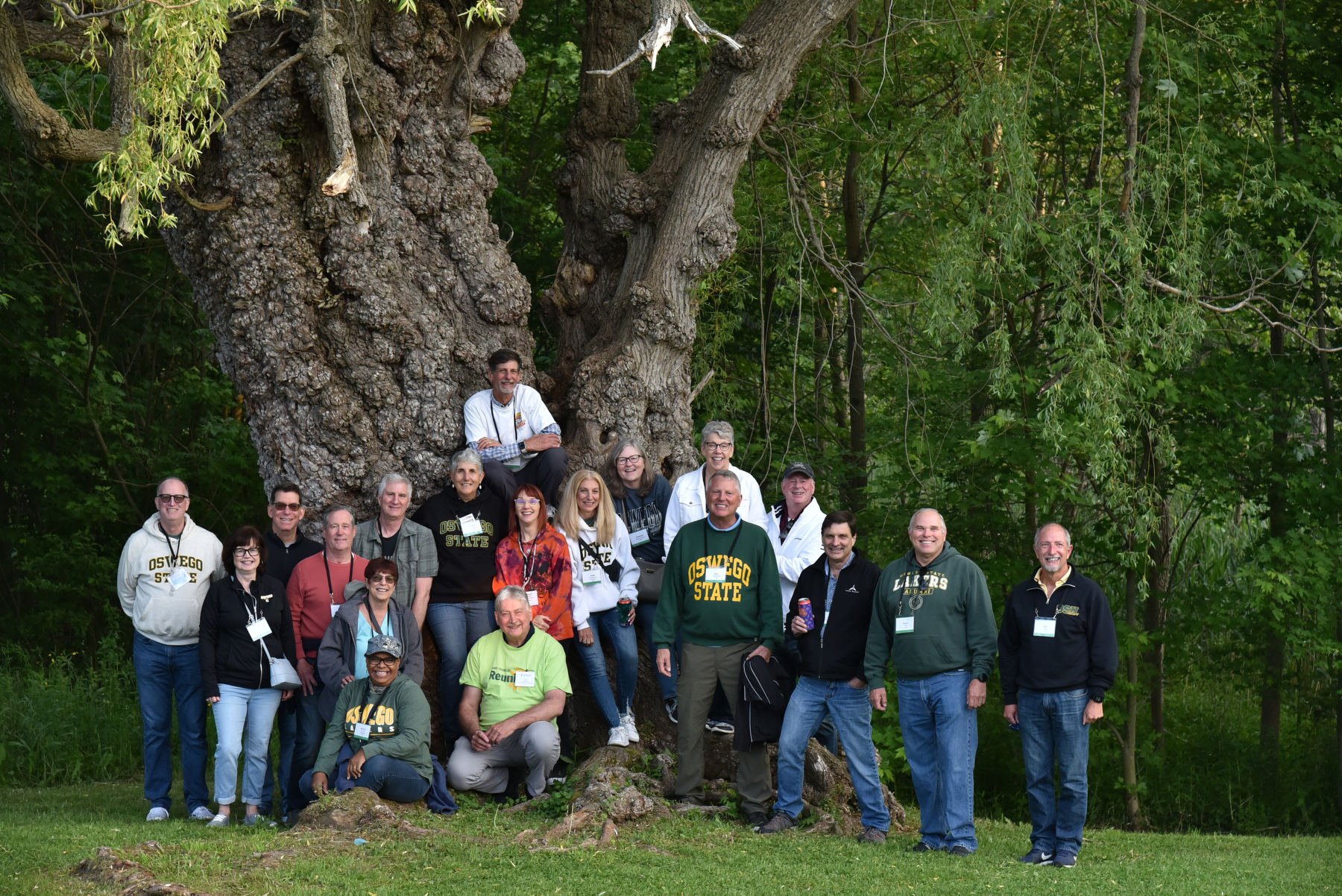 Members of the class of 1983's 40th anniversary group pose for a photo at the Welcome Back BBQ.