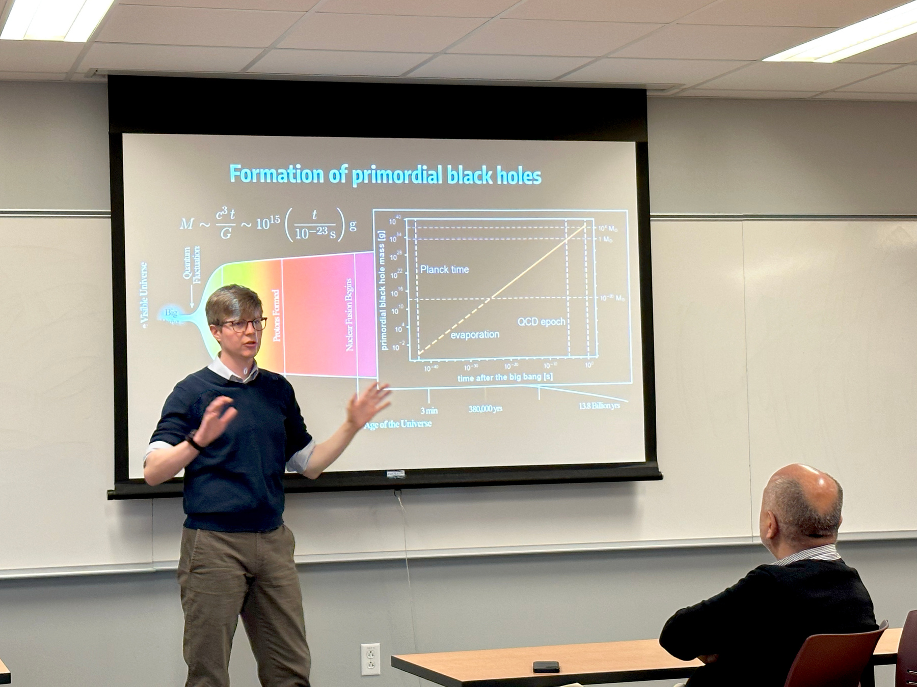 Earl Bellinger, a 2012 SUNY Oswego graduate now a Postdoctoral Research Fellow at the Max Planck Institute for Astrophysics in Germany, visited campus last week to give a guest lecture and seminar to current students. 