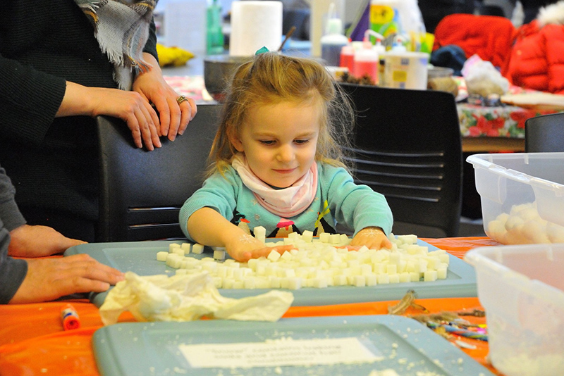Josephine Inzalaco enjoyed science in the Rice Creek Field Station lab, one of many activities during the Jan. 18 Celebrate Snow festival