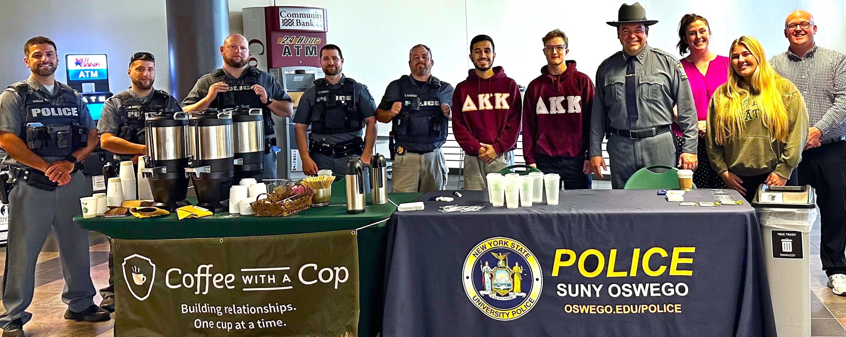 University Police hosted its latest “Coffee with a Cop” outreach session on Oct. 4 on the Marano Campus Center concourse, with more than 100 students, faculty and staff stopping by the tables.
