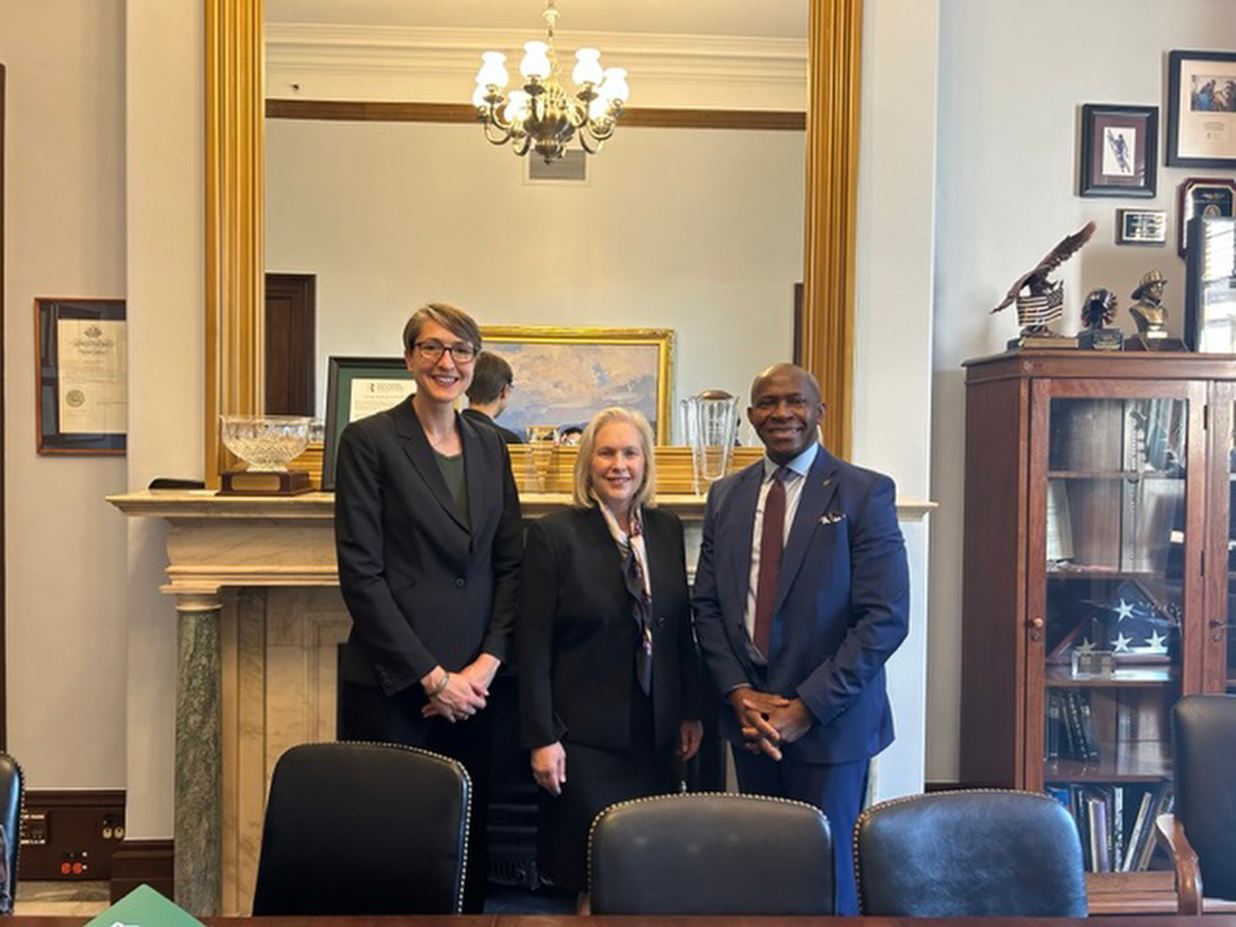 During SUNY D.C. Day, SUNY Oswego President Peter O. Nwosu and Assistant Vice President of Workforce Innovation and External Relations Kristi Eck met with representatives including U.S. Senator Kirsten Gillibrand.