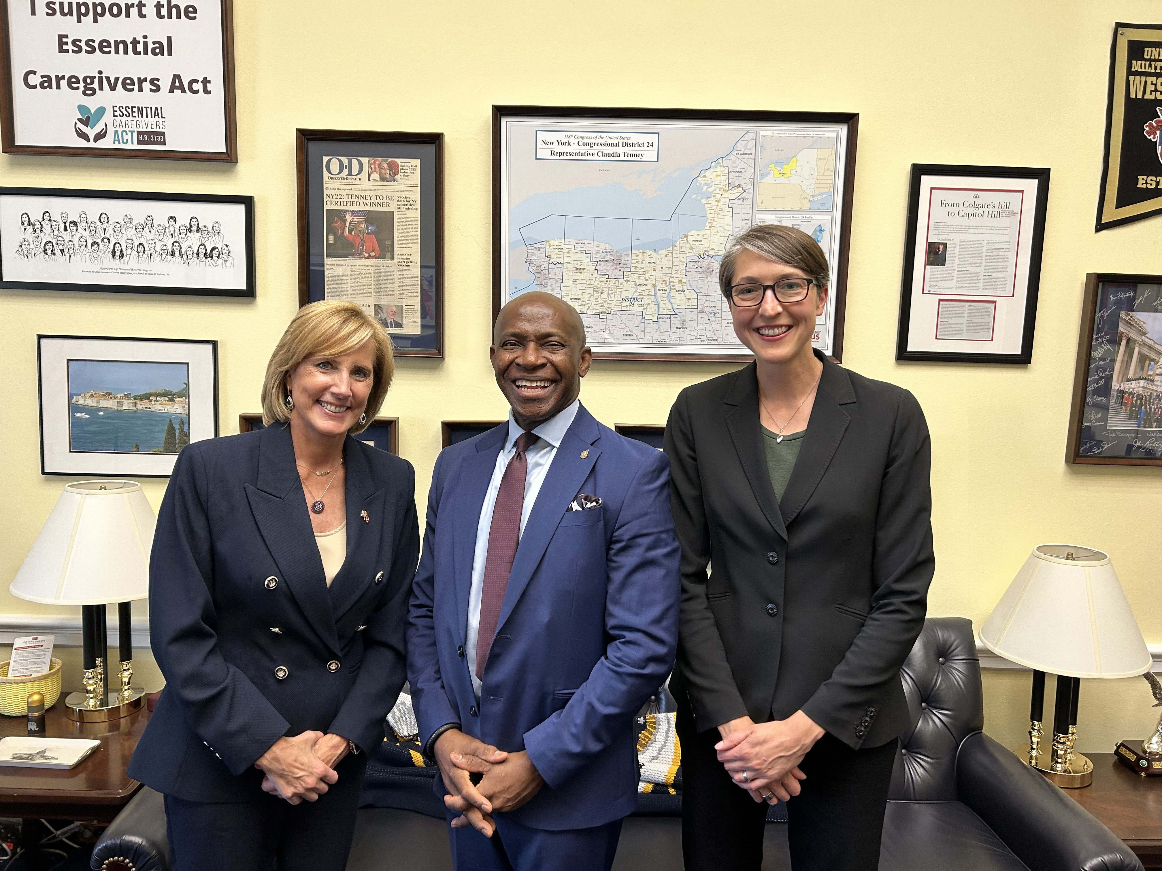 During SUNY D.C. Day, SUNY Oswego President Peter O. Nwosu and Assistant Vice President of Workforce Innovation and External Relations Kristi Eck met with representatives including U.S. Congresswoman Claudia Tenney.