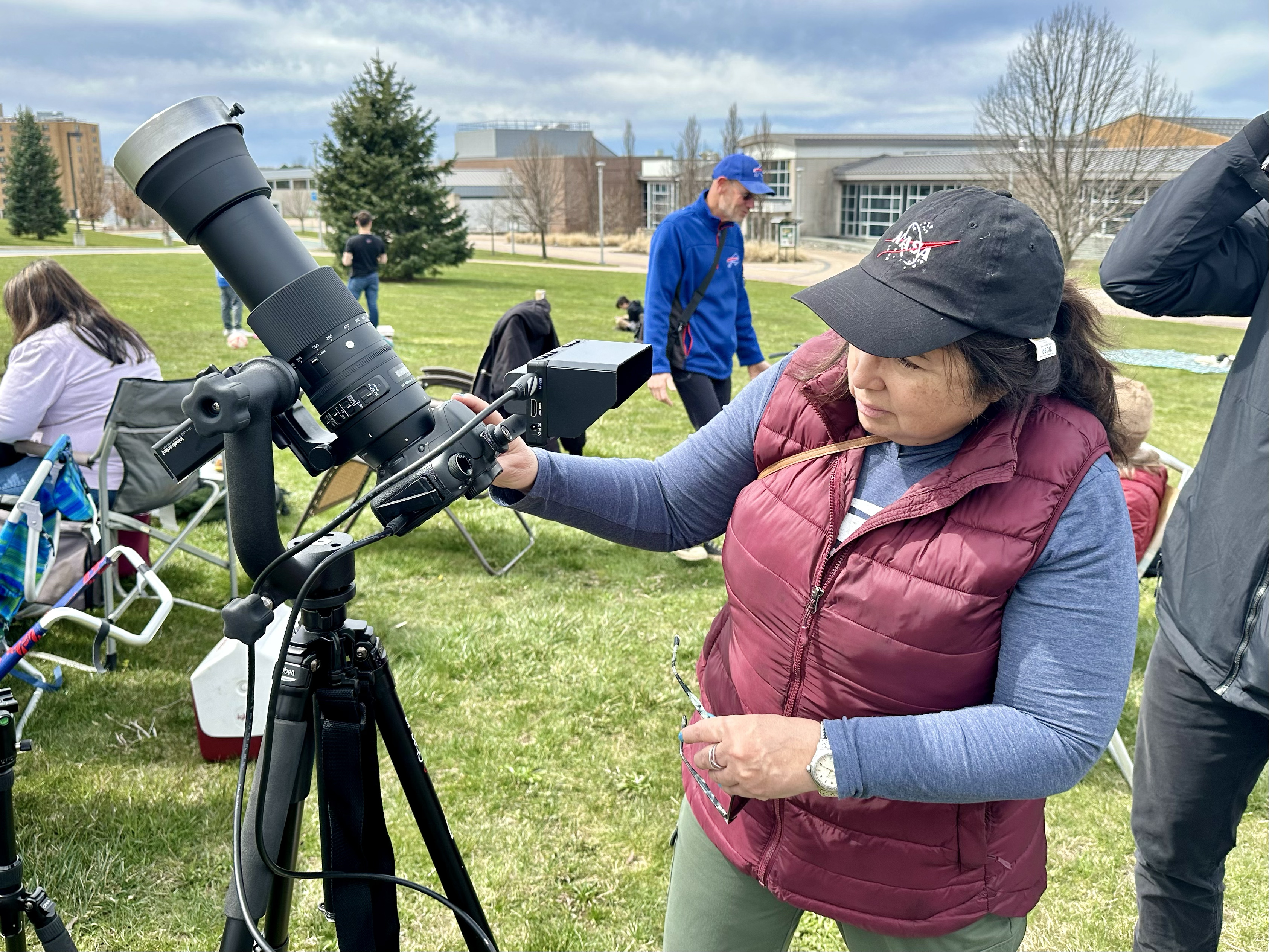 Visitors traveled near and far to see the total solar eclipse on campus, and some even brought professional photography equipment to get the perfect shot, including a solar lens.