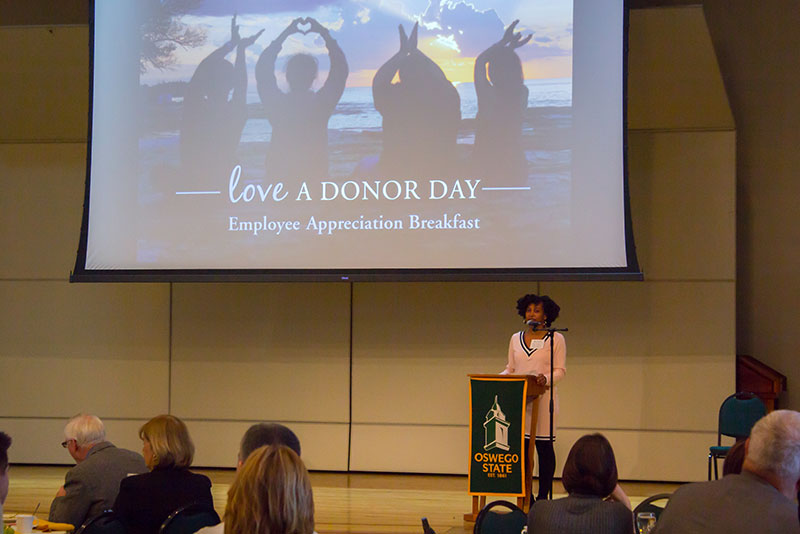 Skye Prosper, featured speaker at the Love-A-Donor appreciation breakfast