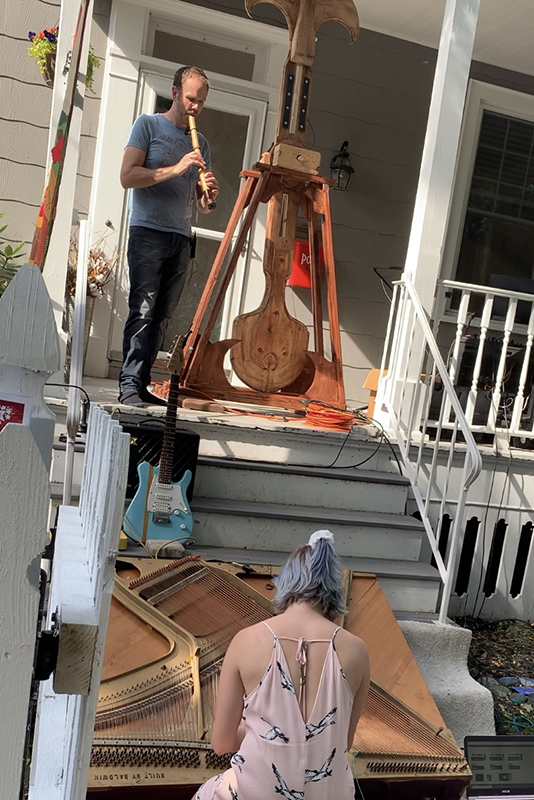 Paul Leary and Clara Tribunella perform during Oswego's PorchFest