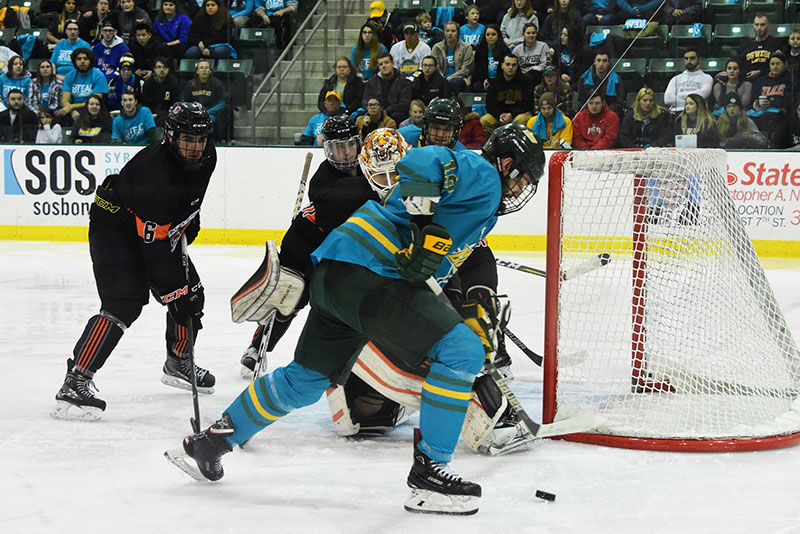  Joseph Molinaro seizes control of puck moments before tallying a goal in Saturday game