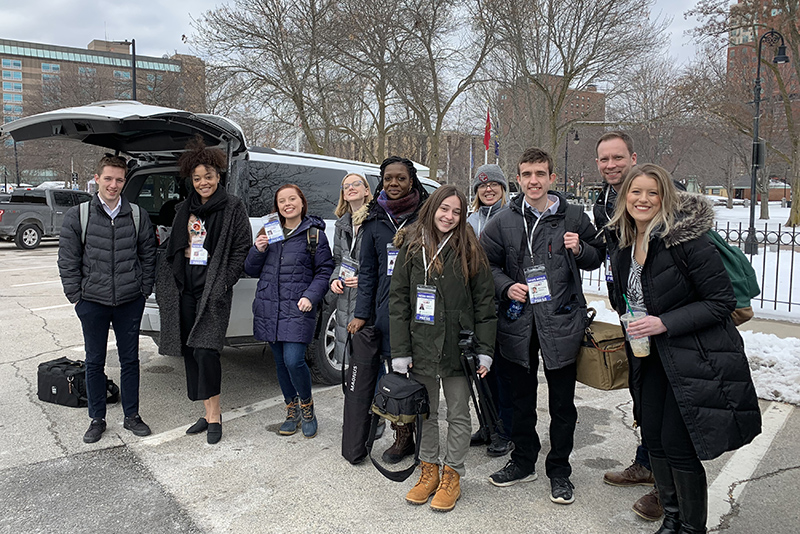 SUNY Oswego students covering the Feb. 11 presidential primary in New Hampshire