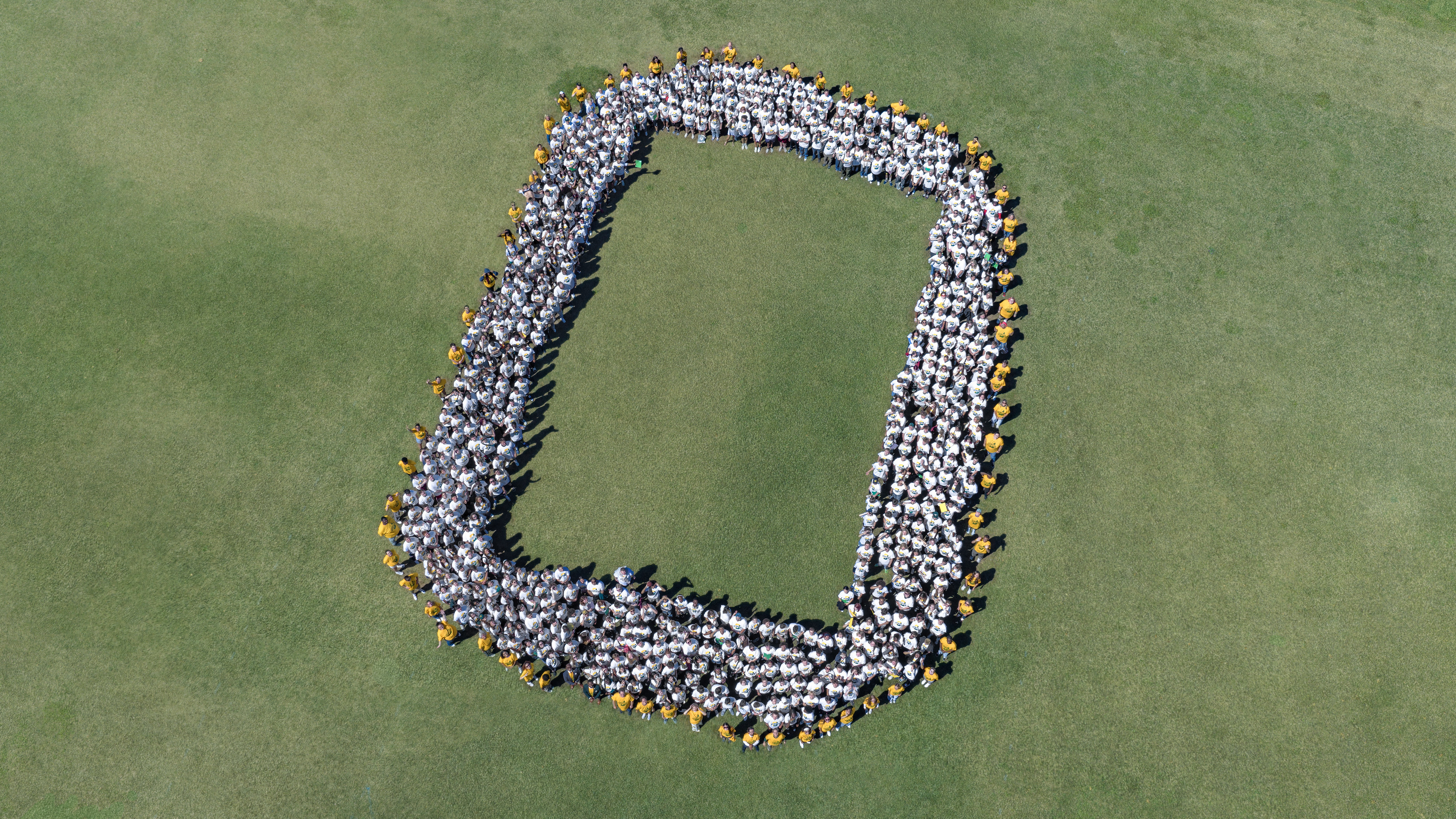 The finished “O” photo, captured by an aerial drone.