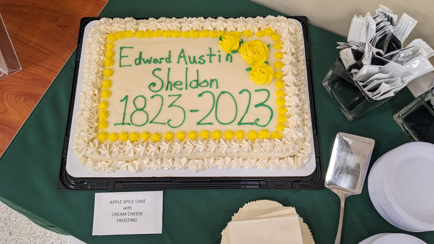 Birthday cakes in Penfield Library highlight the 200th birthday celebration in honor of the institution’s founder Edward Austin Sheldon, who was born on Oct. 4, 1823.