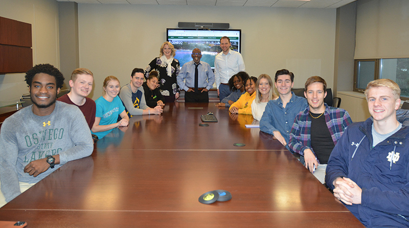 Al Roker with co-teachers and students for broadcast performance class