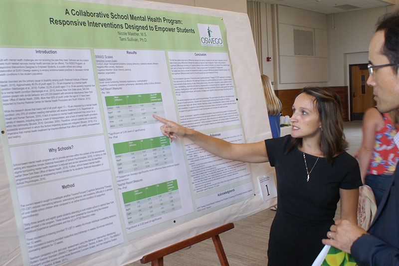 Counseling and psychological services graduate student Nicole Maether explains her research