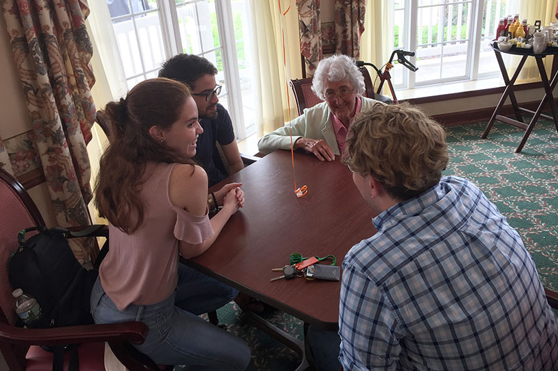 International students with senior citizens