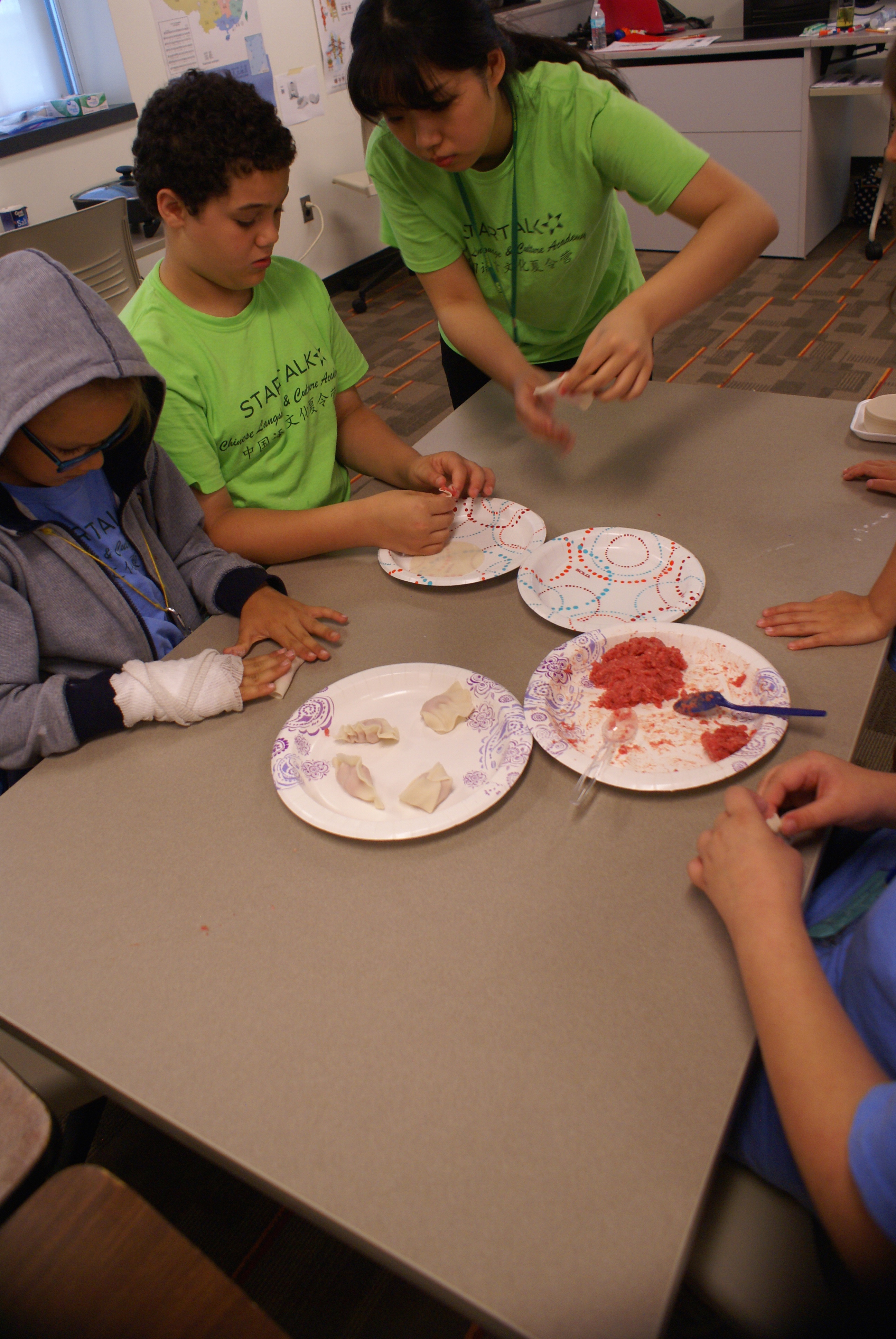 Students prepare Chinese dumplings