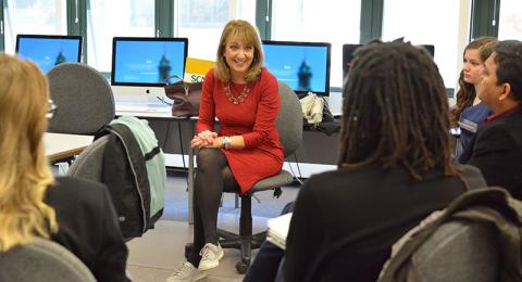 Benita Zahn speaks to a class