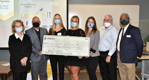 The Launch It student entrepreneur competition for 2021 featured first-place winners of $2,500, sponsored by Riverwalk, Molly Bergin and Robyn Kilts for their project Hush Bracelet. 