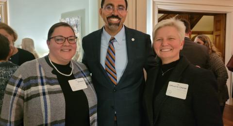 A Women’s History Month reception on March 27 in Albany included leaders and pioneers from New York state government and the SUNY system. Meeting with Chancellor John B. King Jr. are Grace Maxon-Clarke and Mary C. Toale