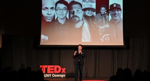 Eason Lee (pictured), a master of business administration student from Malaysia and principal organizer of TEDxSUNY Oswego, saw his dream turn into reality with its launch April 11 for a packed audience in Sheldon Hall ballroom.