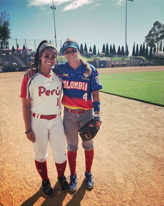 Laker junior pitcher Rebecca Vilchez and assistant coach Morgan Nandin play in world softball tournament