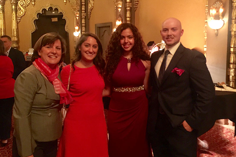 SUNY Oswego student Vinnie Reeder with Syracuse Mayor Stephanie Miner + others at Say Yes to Education Gala