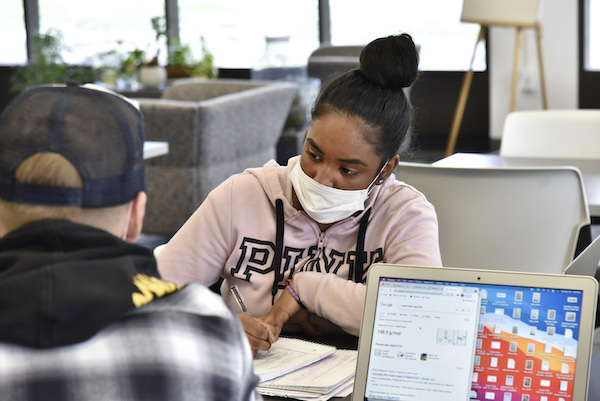 A student in the Tutoring Center