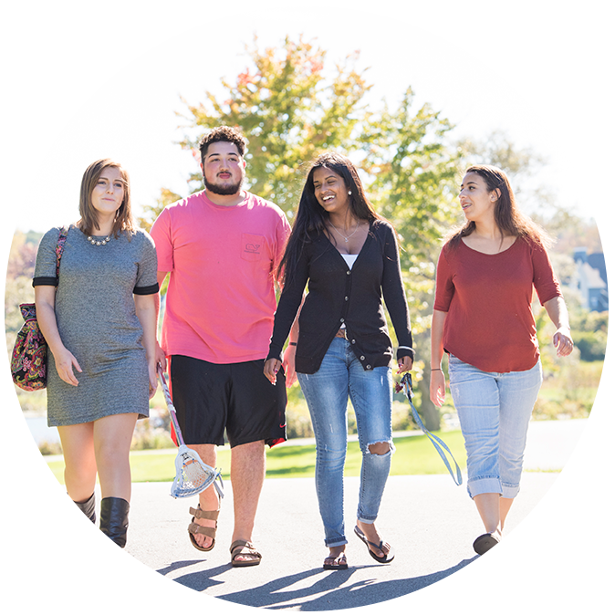 Group of students walking outside