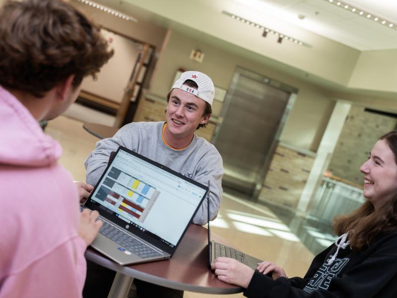 students working on a computer