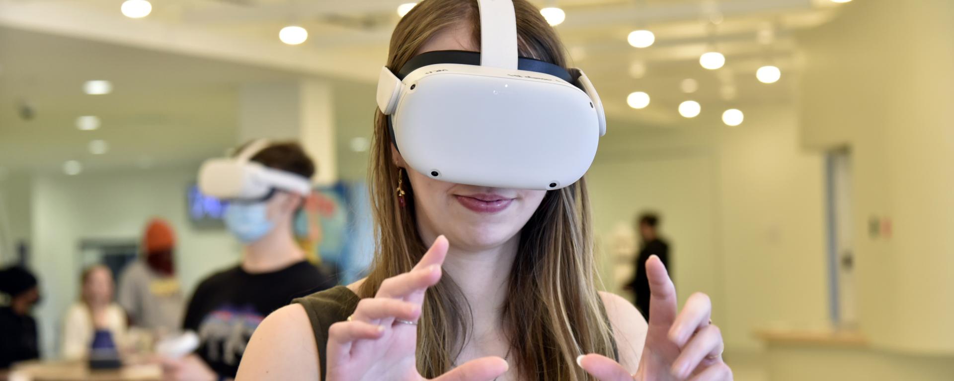 female student with a vr headset