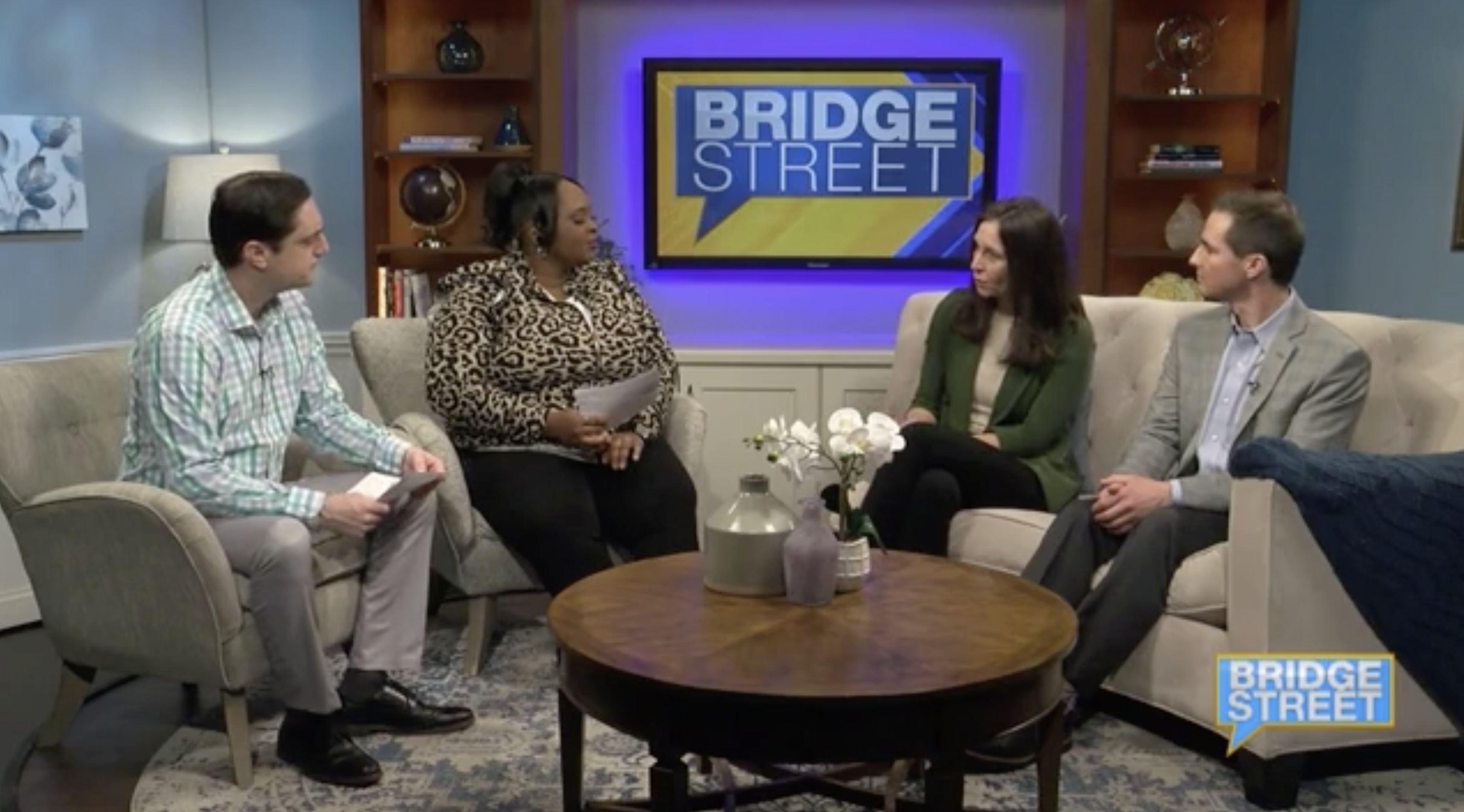 screenshot of the segment on bridge street talking about SUNY Oswego's healthcare mba