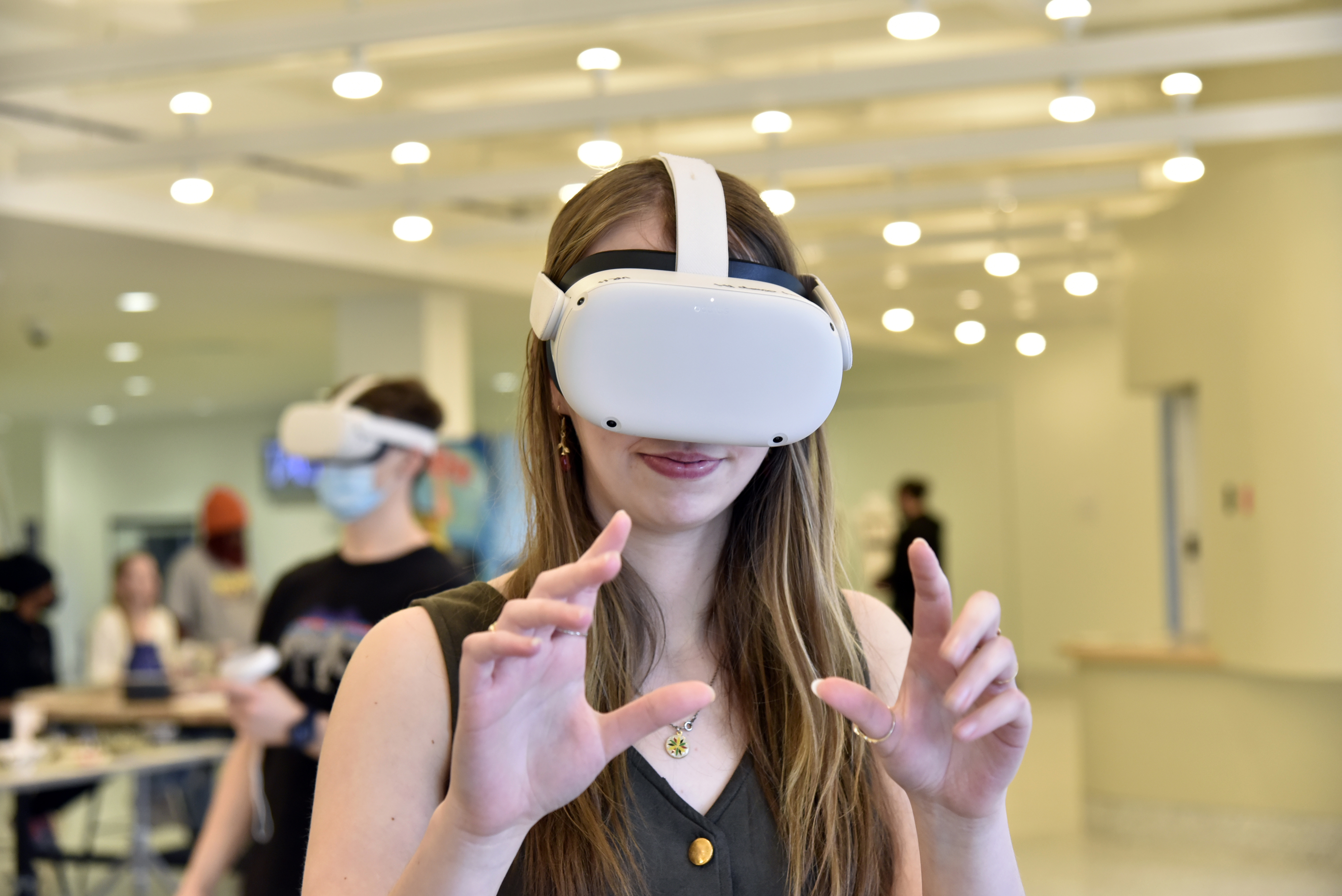 female student with a vr headset