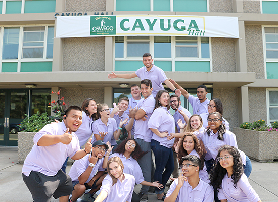 Cayuga Hall Resident student staff acting goofy