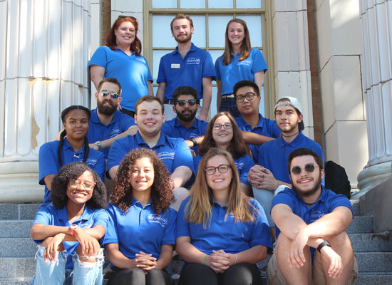 Mackin Complex (Moreland and Lonis Halls) and Sheldon Hall Resident Student Staff group photo. We are ready to welcome you!