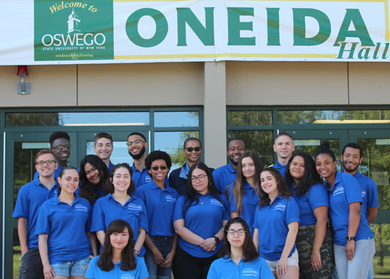 Oneida Hall Resident Student Staff group photo. We are ready to welcome you!