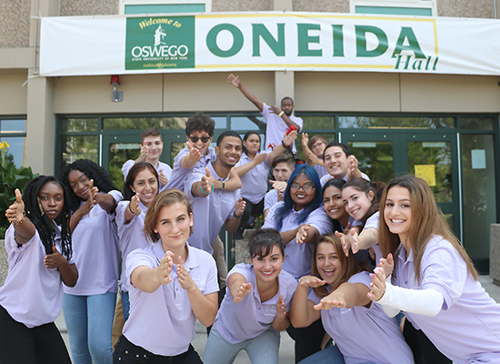 Oneida Hall Resident Student Staff group photo. Showing our silly side...