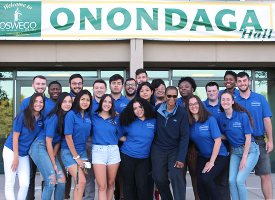 Onondaga Hall Resident Student Staff group photo. We are ready to welcome you!