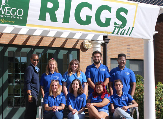 Riggs Hall Resident Student Staff group photo. We are ready to welcome you!