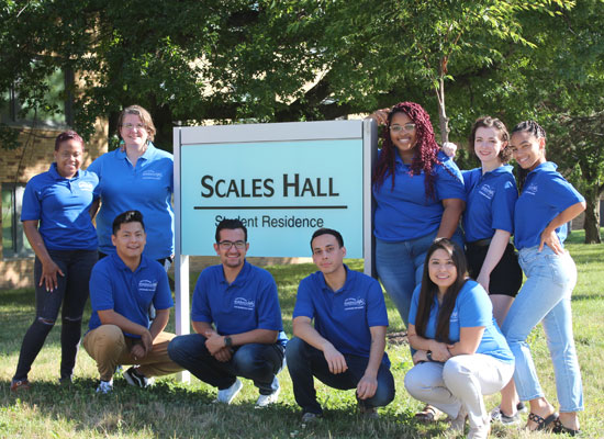 Scales Hall Resident Student Staff group photo. We are ready to welcome you!